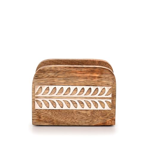 Rustic Mango Wood Napkin Holder - Upright Paper Napkin Storage