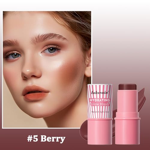 TEEROVA Cream Blush Stick - Natural Glow Hydrating Cheek & Lip Tint (#5 Berry)