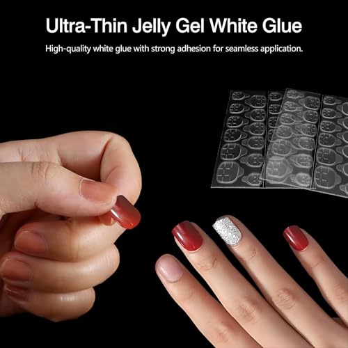 Kootinn 600 Pcs Adhesive Nail Tabs Waterproof Double-Sided Gel Stickers