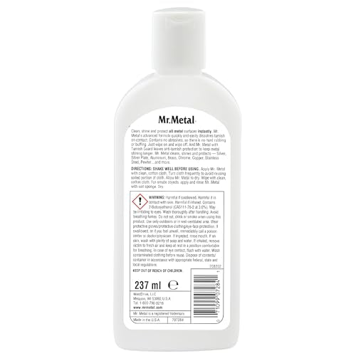 Mr. Metal Non-Abrasive Metal Polish - 8 oz Tarnish Remover for Silver, Brass, Copper & More