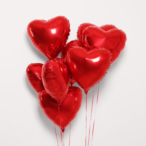 12 Pack 18 Inch Silver Heart Balloons for Valentine's Day & Weddings