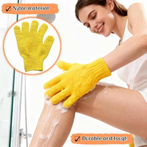 RyanDesign Exfoliating Shower Gloves 2 Pairs, Nylon Bath Scrubbing Mitts