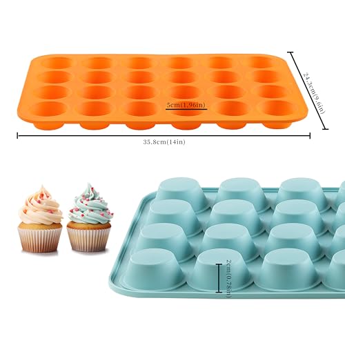 Silicone Mini Muffin Pan Set - 24 Cup Non-Stick Molds, BPA Free