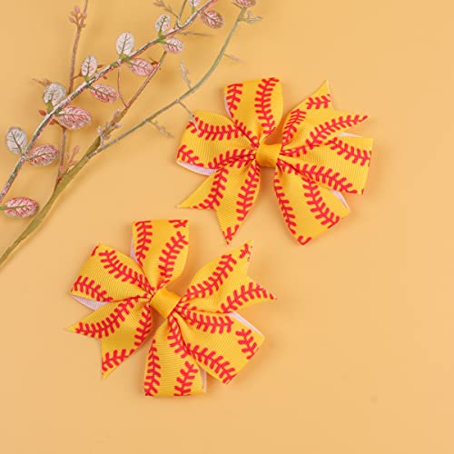 Softball Hair Bow Clip - 3.15 Inch Grosgrain Ribbon Sports Hair Clip for Girls