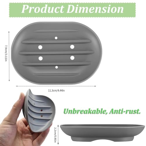 Silicone Soap Dish 2-Pack - Non-Slip Drainage Bathroom & Kitchen Holder