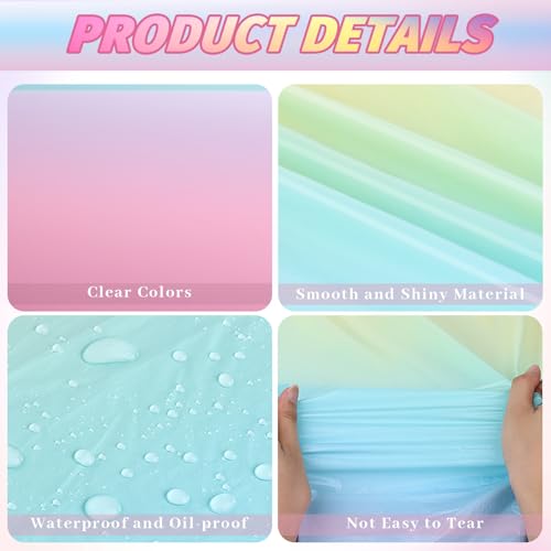 3 Pcs Rainbow Pastel Tablecloths - Disposable Plastic Covers for Parties