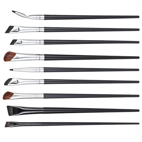 9Pcs Eyeliner Brush Set Ultra Thin Angled Fine Point Eyebrow Brushes Synthetic