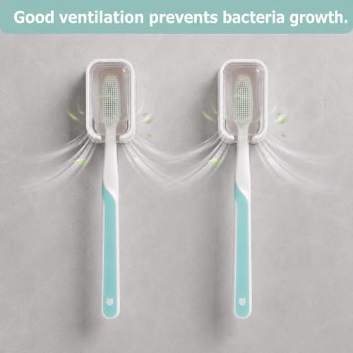 Twisina Wall Mounted Toothbrush Holders - 2 Pack, Durable & Space-Saving