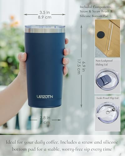 20oz Navy Blue Insulated Travel Coffee Tumbler with 2 Lids