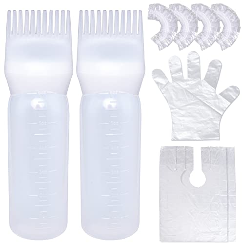 Cosywell Root Comb Applicator Bottle 6 oz 2 Pack Hair Dye Brush White