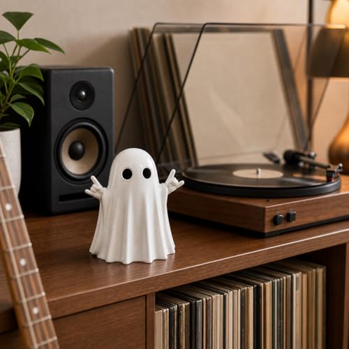 Halloween Ghost Figurine with Rock Hand - Variation C - Resin Desk Decor