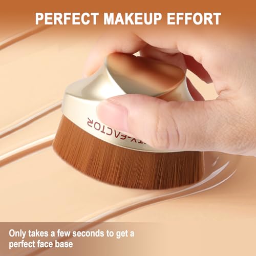 Flat Top Foundation Brush - Kabuki Makeup Brush with Case (Gold)
