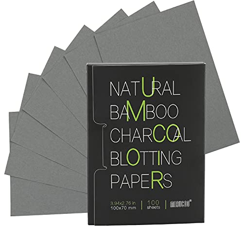 MIRUCOO Natural Bamboo Charcoal Oil Blotting Papers 100 Count