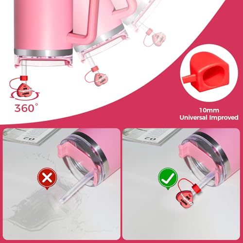 Pink Silicone Straw Covers for Stanley 30oz/40oz Cups - 6PCS