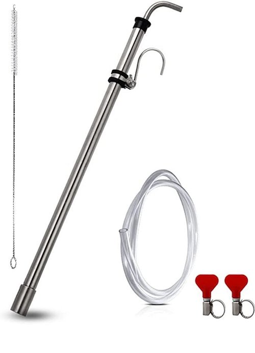 Fermtech Stainless Steel Auto Siphon 18" with Clip, Brush and 6 feet of Made in Canada tubing. Stainless Steel Siphon Racking Cane With Carboy Clip, Homebrewer Easily Transfer Wort From Container,
