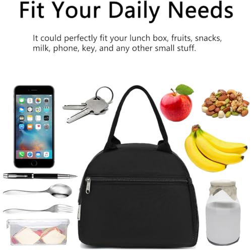 GYEUKHAM Insulated Lunch Bag for Women & Kids - Black, Large Capacity Tote