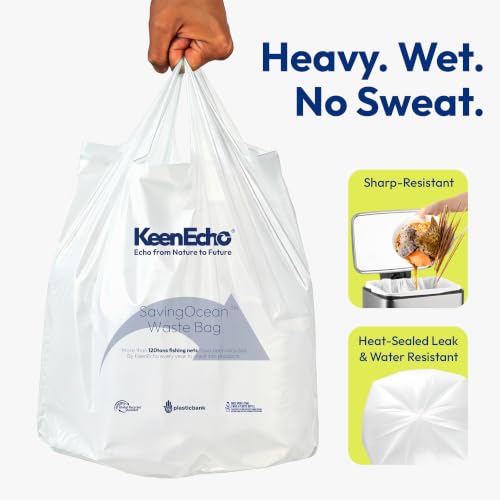 KeenEcho 1.2 Gallon Ocean Plastic Trash Bags with Handles - 50 Count, Leak-Proof & Tear-Resistant