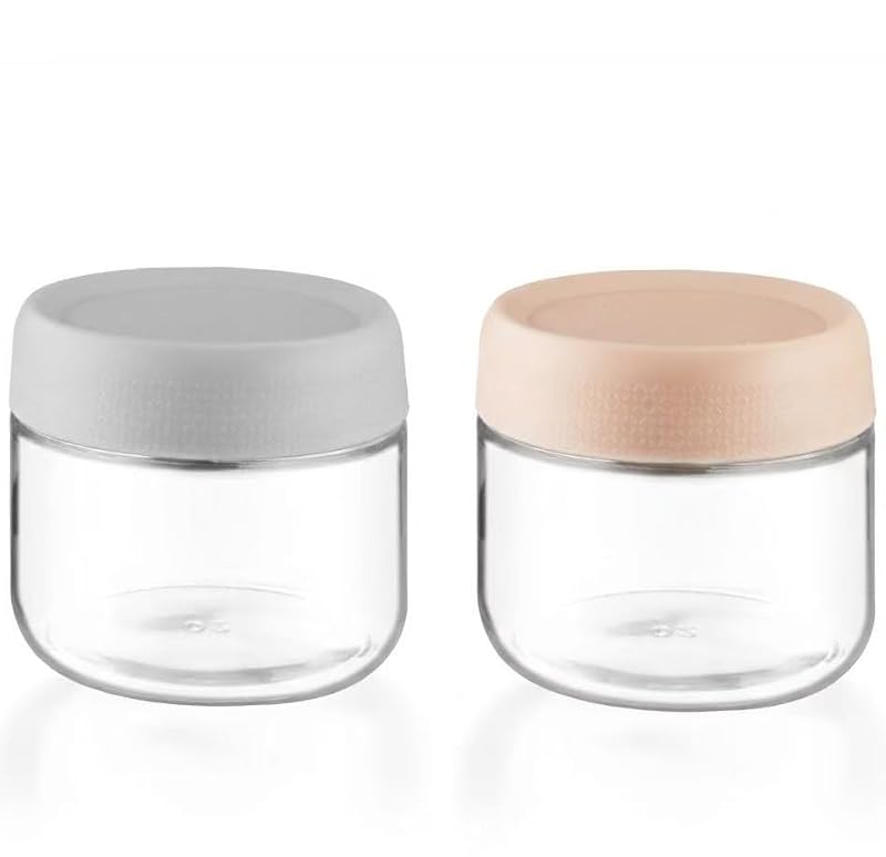2 Pack Glass Overnight Oats Containers, 10 Oz Stackable Mason Jars with Lids