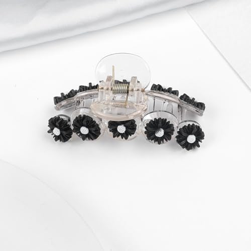 Totelux Black Daisy Flower Hair Claw Clip Medium Acrylic Hair Jaw Clamp