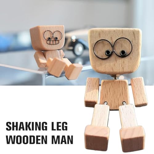 SnapMorph Shaking Wooden Man Figurine - White Doll with 12 Magnetic Faces