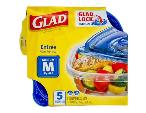 GladWare 25 oz Square Food Storage Containers with Lids - 5 Count
