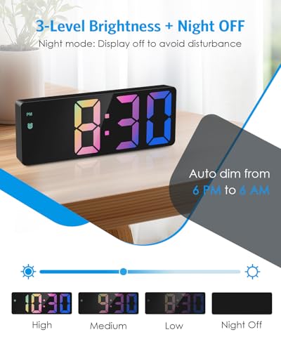 Colorful AMIR LED Digital Alarm Clock with Snooze & Dimmable Display