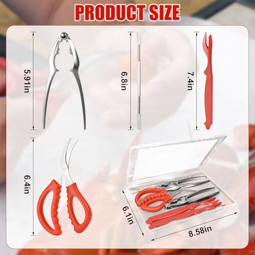 8-Piece Seafood Cracker Tool Set for Crab & Lobster - Storage Box Included