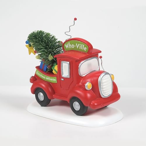 Dr. Seuss Grinch Village Christmas Deliveries Truck Figurine - 4 Inch, Multicolor