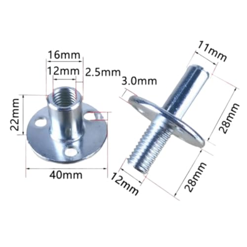 M12 Bedpost Connectors - 2 Sets Screw-in Tee Nuts for Furniture