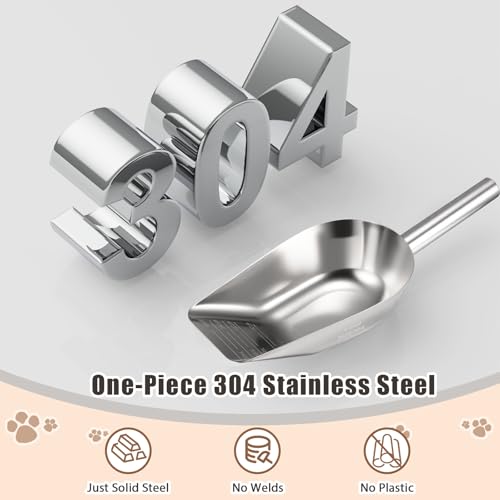 304 Stainless Steel Pet Food Measuring Scoop - 1 Cup with Long Handle