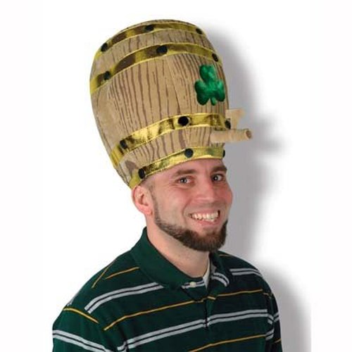 Beistle Unisex Plush Shamrock Beer Barrel Hat – Irish Party Supplies, Holiday Costume Dress Up, St. Patrick's Day Themed Accessories, Photo Booth Prop, Festive Novelty Headwear