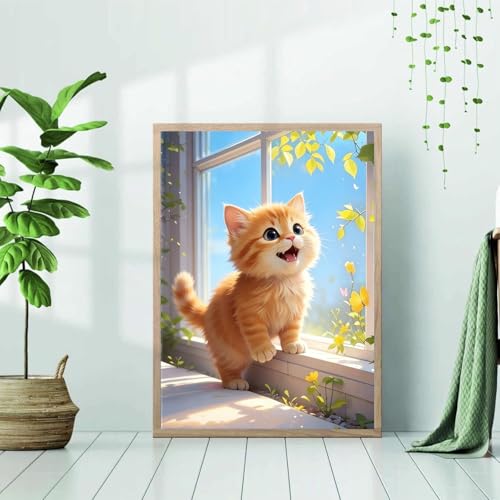 NebuIuxe Cute Kitten 5D Diamond Painting Kit, 12x16 Inch Cat Craft