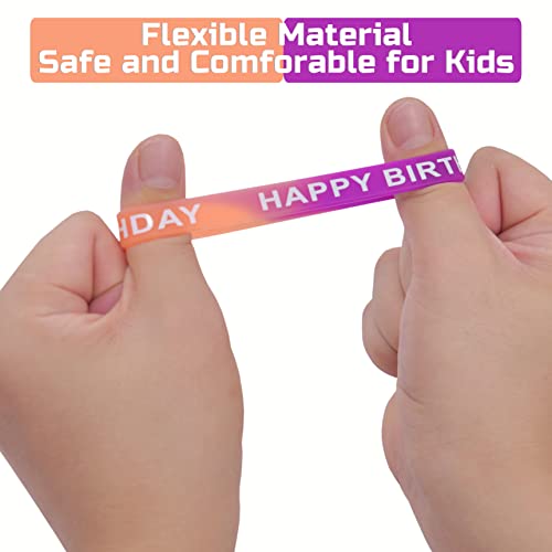 88 Pack Birthday Rubber Wristbands - 22 Colorful Styles