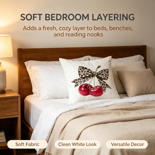 Leopard Cherry Pillow Covers 18x18 - Trendy Decor by AgriFusion Tech