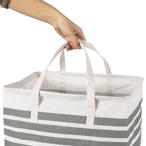MANYOND 2-Pack 75L Collapsible Laundry Baskets, Grey Freestanding Hamper