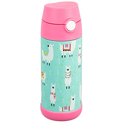Snug Kids Water Bottle with Straw & Spout - 12oz Llamas, Insulated Stainless Steel