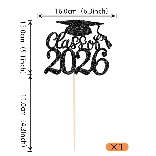 Class of 2026 Graduation Cake Topper - Glitter Decor for Parties