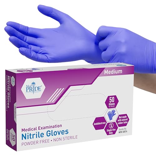 MED PRIDE Nitrile Medical Exam Gloves - Small (Pack of 50) - Latex-Free