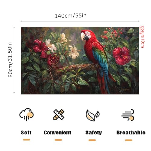 Tropical Parrot Floral Kitchen & Laundry Room Curtain 55x31 Inch