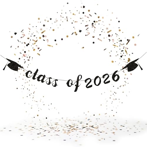 Class of 2026 Graduation Banner - Black Paper Party Decoration