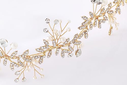 Coucoland Crystal Pearl Communion Headpiece Bridal Tiara Hair Vine