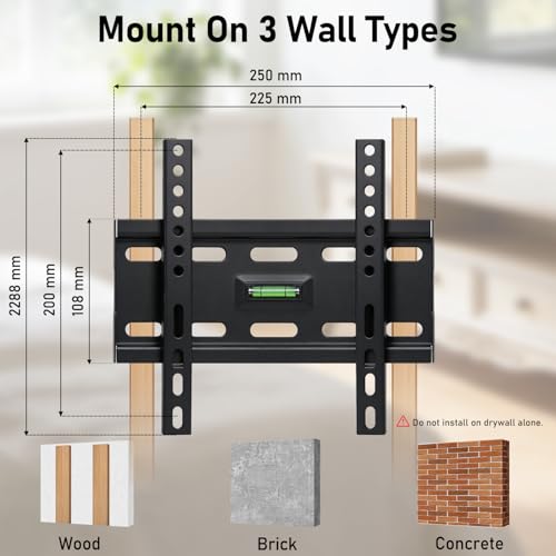 Universal Fixed TV Wall Mount for 12-43 Inch LED LCD Screens - Low Profile