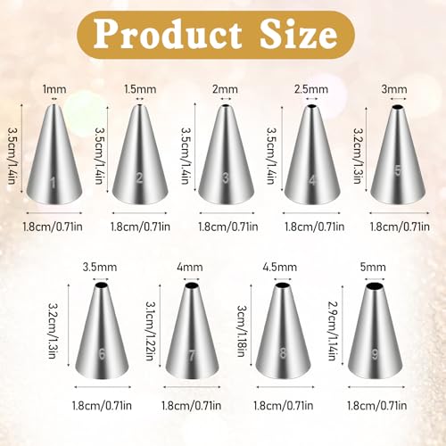 9-Piece Stainless Steel Piping Tips Set for Cake Decorating