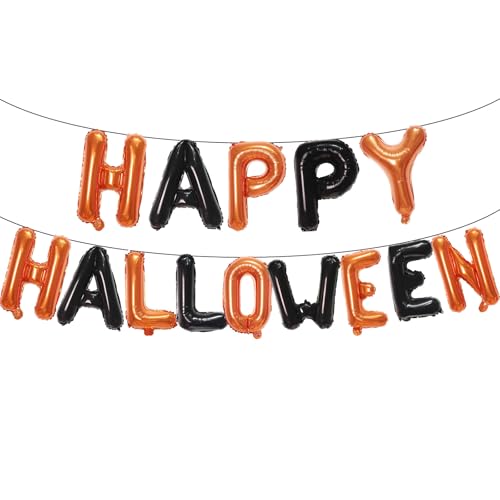 16-Inch Black and Orange 'HAPPY HALLOWEEN' Mylar Balloon Banner