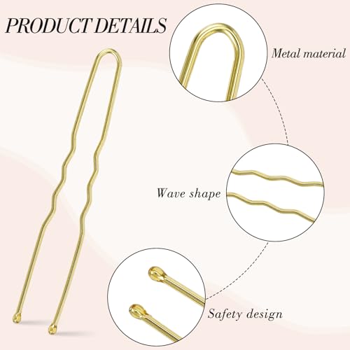 200Pcs Gold U-Shaped Hair Pins Bulk Set with Storage Box for Updos and Buns