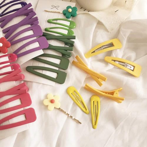 7Pcs Yellow Sweet Flower Hair Clips Gold Barrette Hairpins for Women