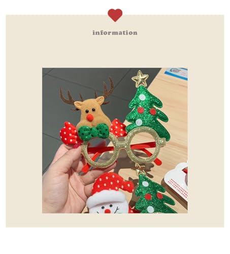 Christmas Party Glasses Gift Set Reindeer & Xmas Tree Glitter Novelty Photo Props