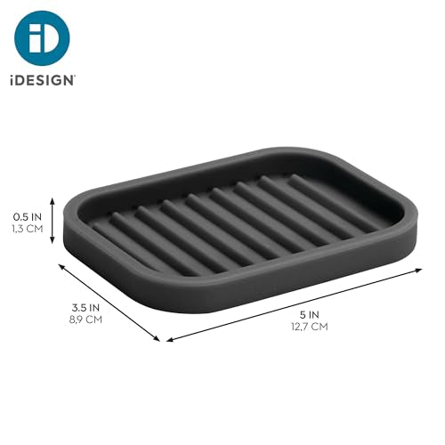 iDesign Silicone Soap Dish for Kitchen & Bathroom - Black