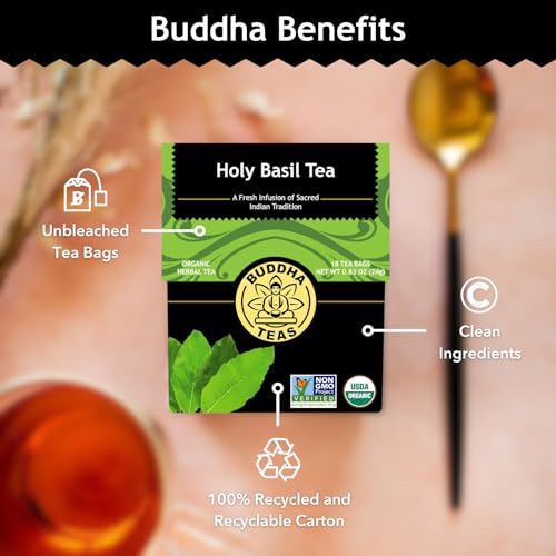 Buddha Teas Organic Holy Basil Herbal Tea - Caffeine Free, 18 Tea Bags