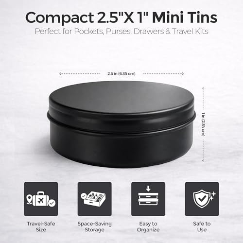 Mini Black Metal Tin Containers - 3 Pcs Portable Storage Set